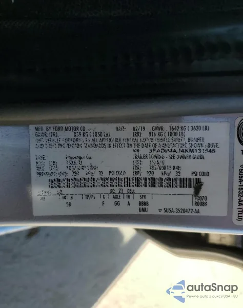 2019 Ford Fiesta S из США, поврежденный, VIN 3FADP4AJ4KM131546